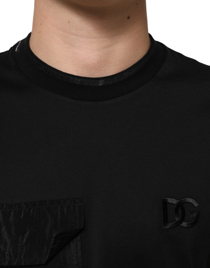 Black Cotton Embroidered DG Logo Pocket T-shirt Dolce & Gabbana