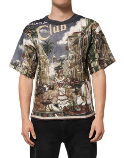 Palermo Jazz Club Linen Crew Neck Men T-shirt Dolce & Gabbana