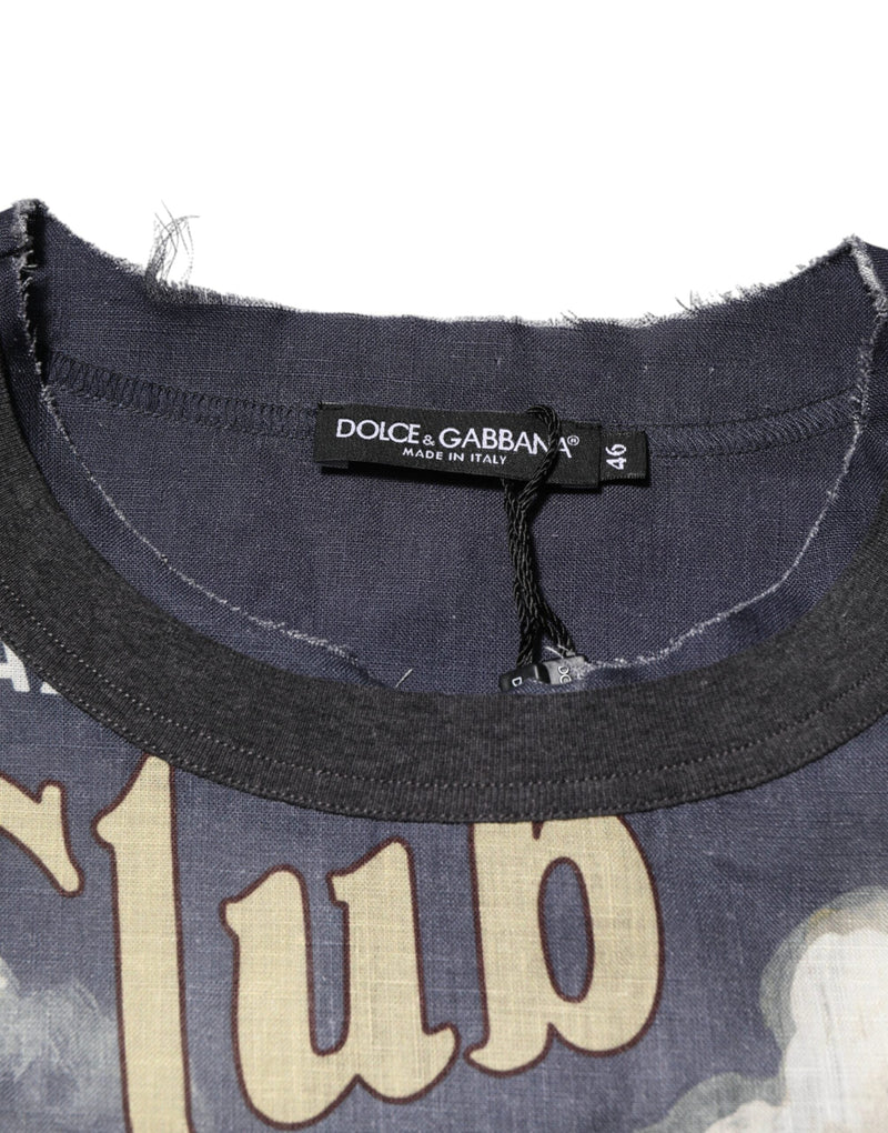 Palermo Jazz Club Linen Crew Neck Men T-shirt Dolce & Gabbana