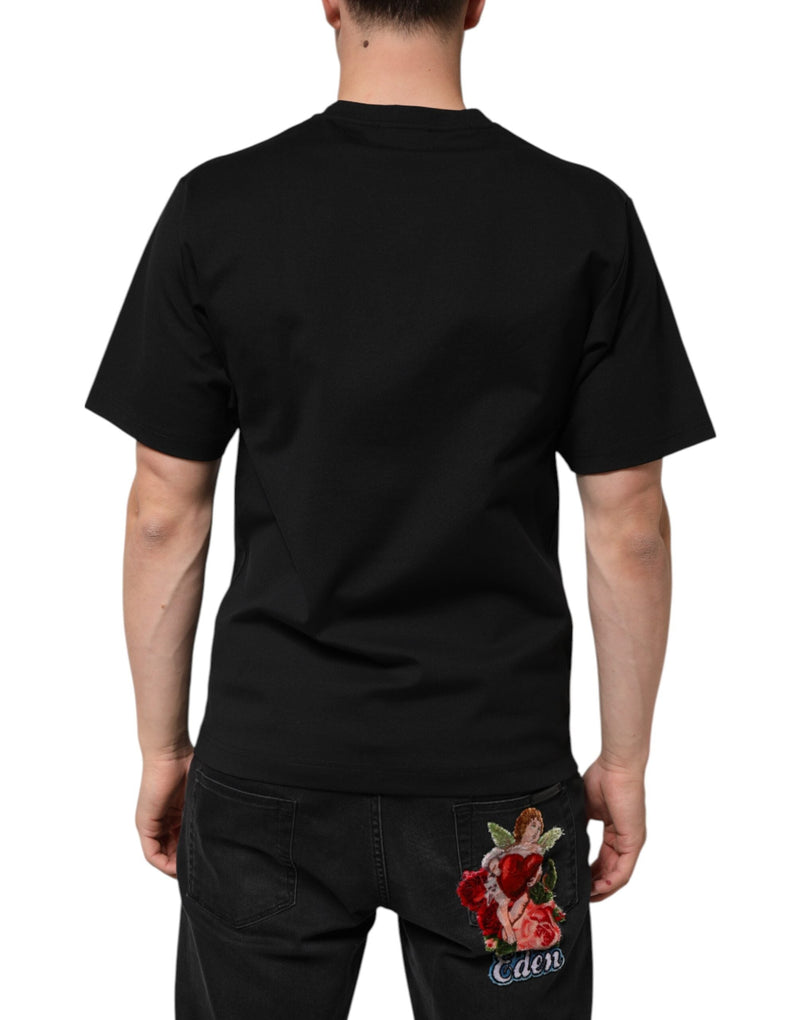 Black Cotton DG Logo Graffiti Short Sleeve T-shirt Dolce & Gabbana