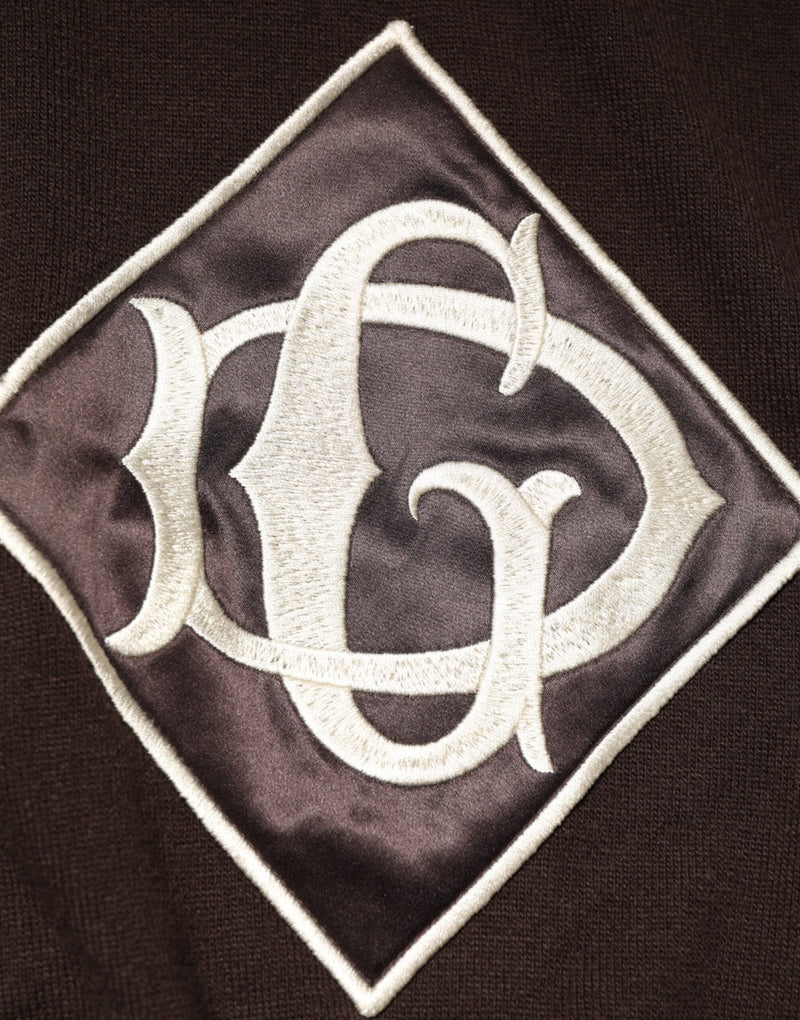 Brown Wool Logo Embroidered Men Polo T-shirt Dolce & Gabbana