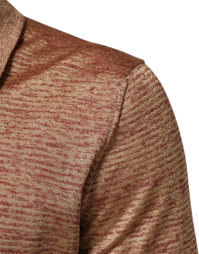 Brown Silk Textured Short Sleeve Polo T-shirt Dolce & Gabbana
