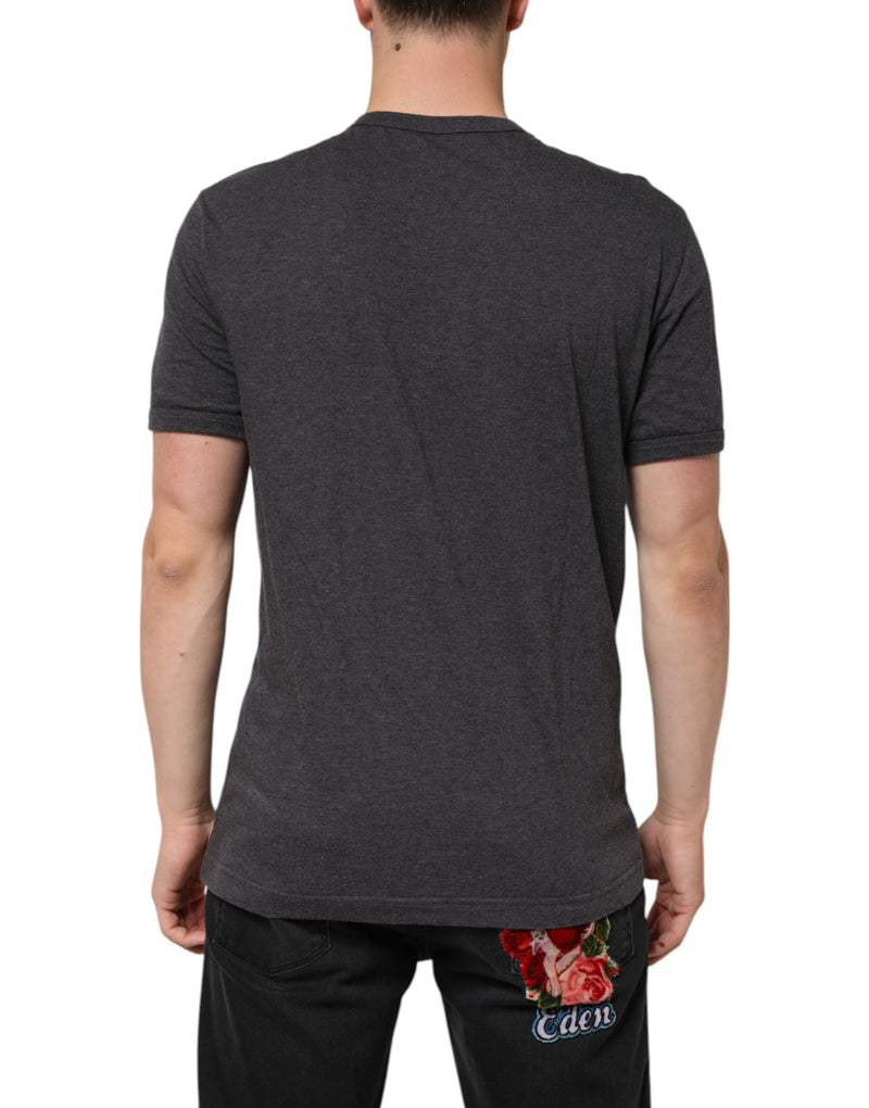 Black Charcoal DG Logo V-Neck Men T-shirt Dolce & Gabbana