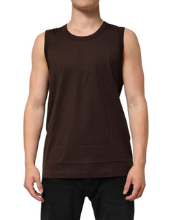 Brown Cotton Sleeveless Underwear Men Tank Top Dolce & Gabbana