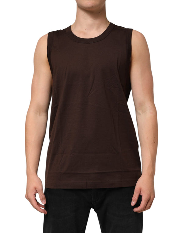 Brown Cotton Sleeveless Underwear Men Tank Top Dolce & Gabbana