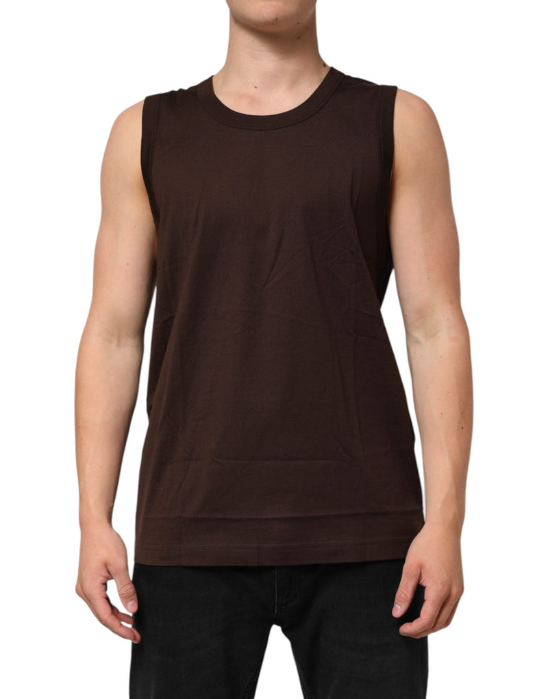 Brown Cotton Sleeveless Underwear Men Tank Top Dolce & Gabbana