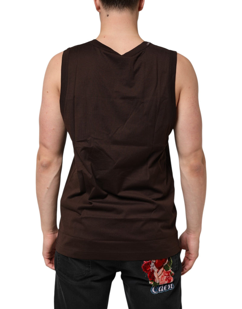Brown Cotton Sleeveless Underwear Men Tank Top Dolce & Gabbana