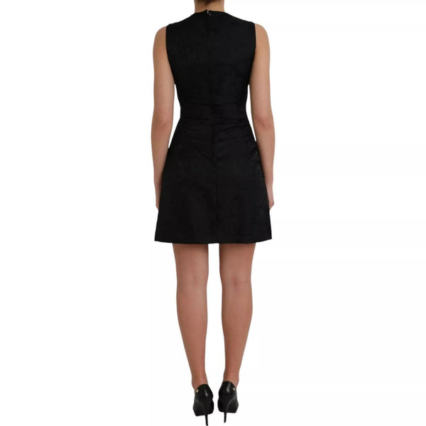 Black Sleeveless Bodycon A-line Mini Dress Dolce & Gabbana