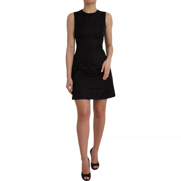 Black Sleeveless Bodycon A-line Mini Dress Dolce & Gabbana