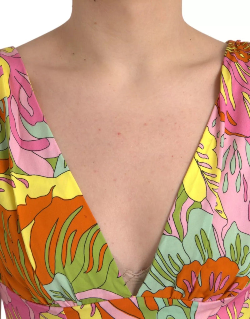 Multicolor Floral Silk Flared Mini Dress Dolce & Gabbana