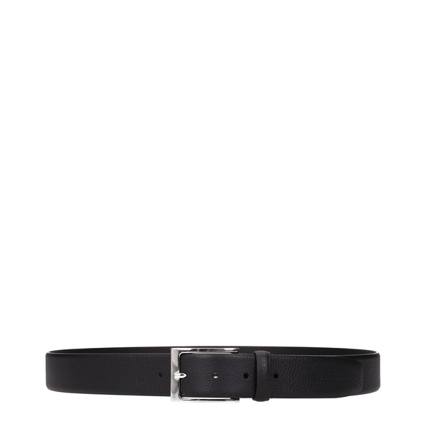 Black Leather Regular Belts Testoni
