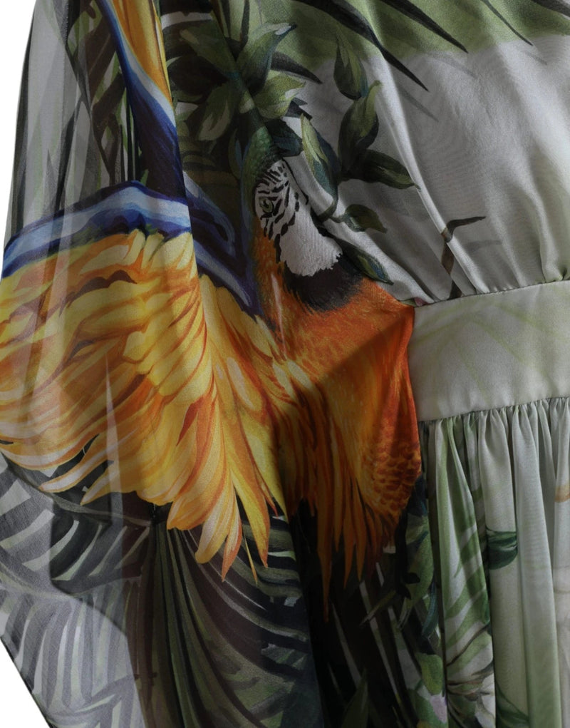 Multicolor Silk Jungle Print Women Maxi Dress Dolce & Gabbana