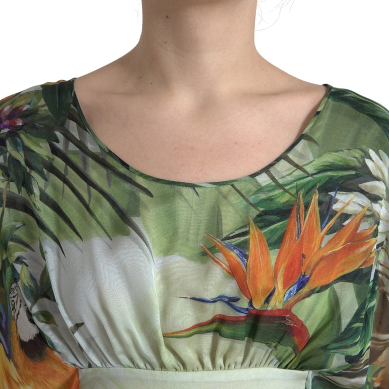 Multicolor Silk Jungle Print Women Maxi Dress Dolce & Gabbana