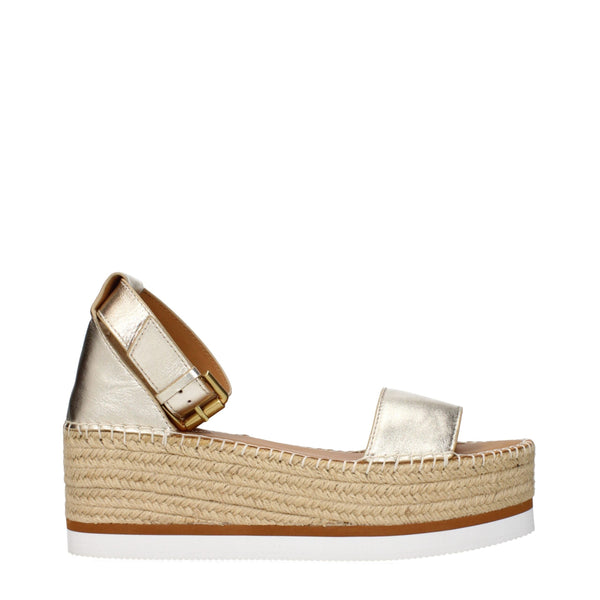 Gold Leather Wedges Sandals See By Chloé
