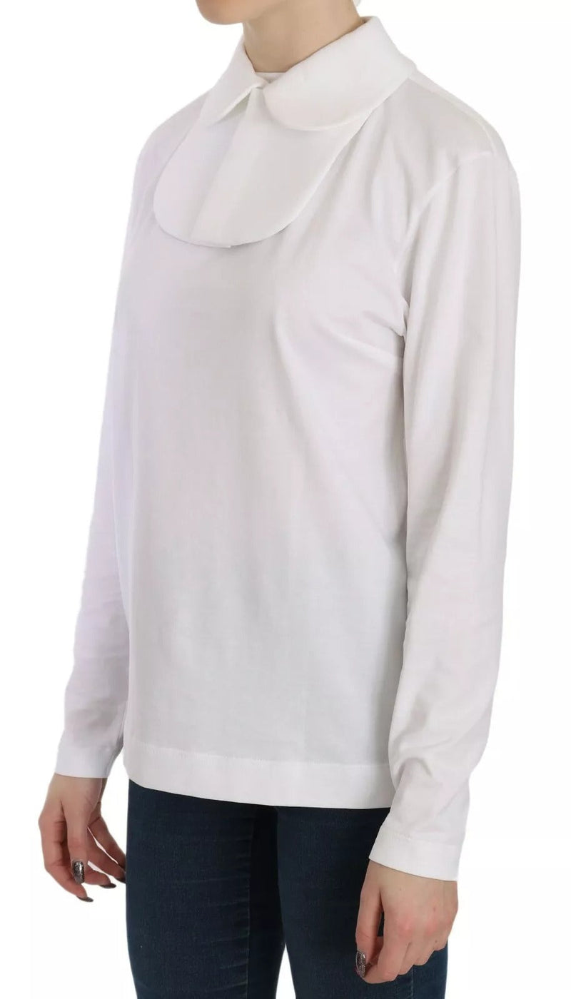 White Cotton Longsleeve Collared Blouse Dolce & Gabbana