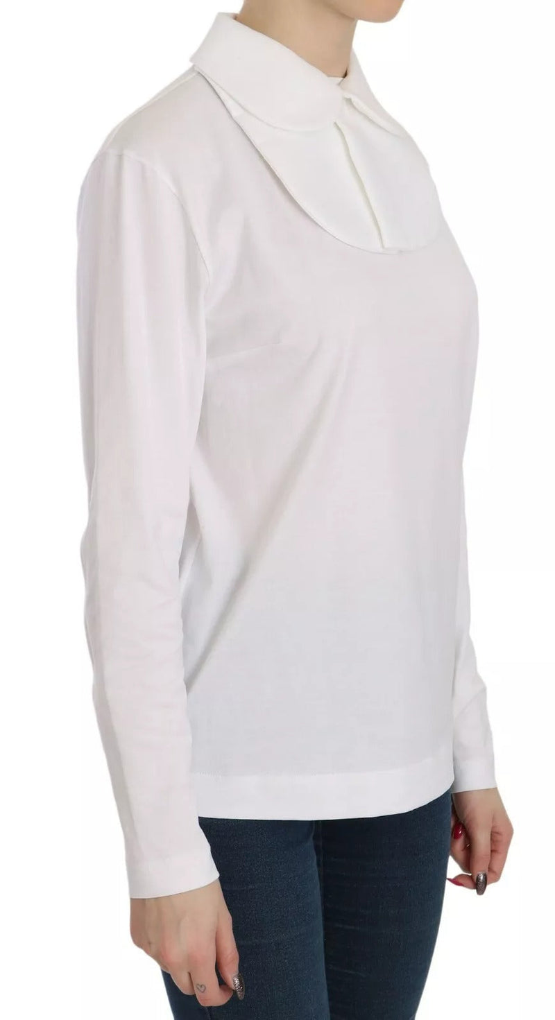 White Cotton Longsleeve Collared Blouse Dolce & Gabbana