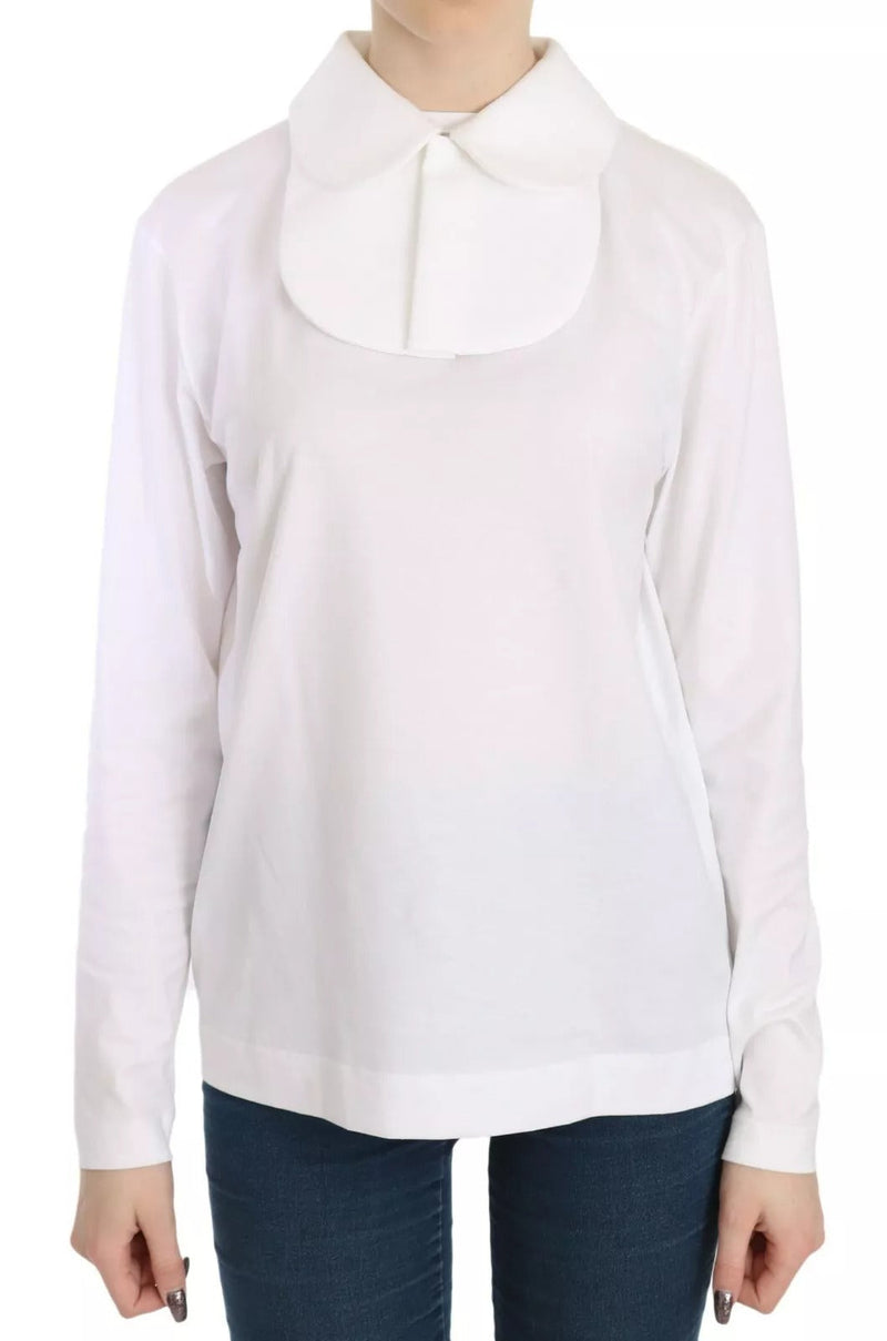 White Cotton Longsleeve Collared Blouse Dolce & Gabbana