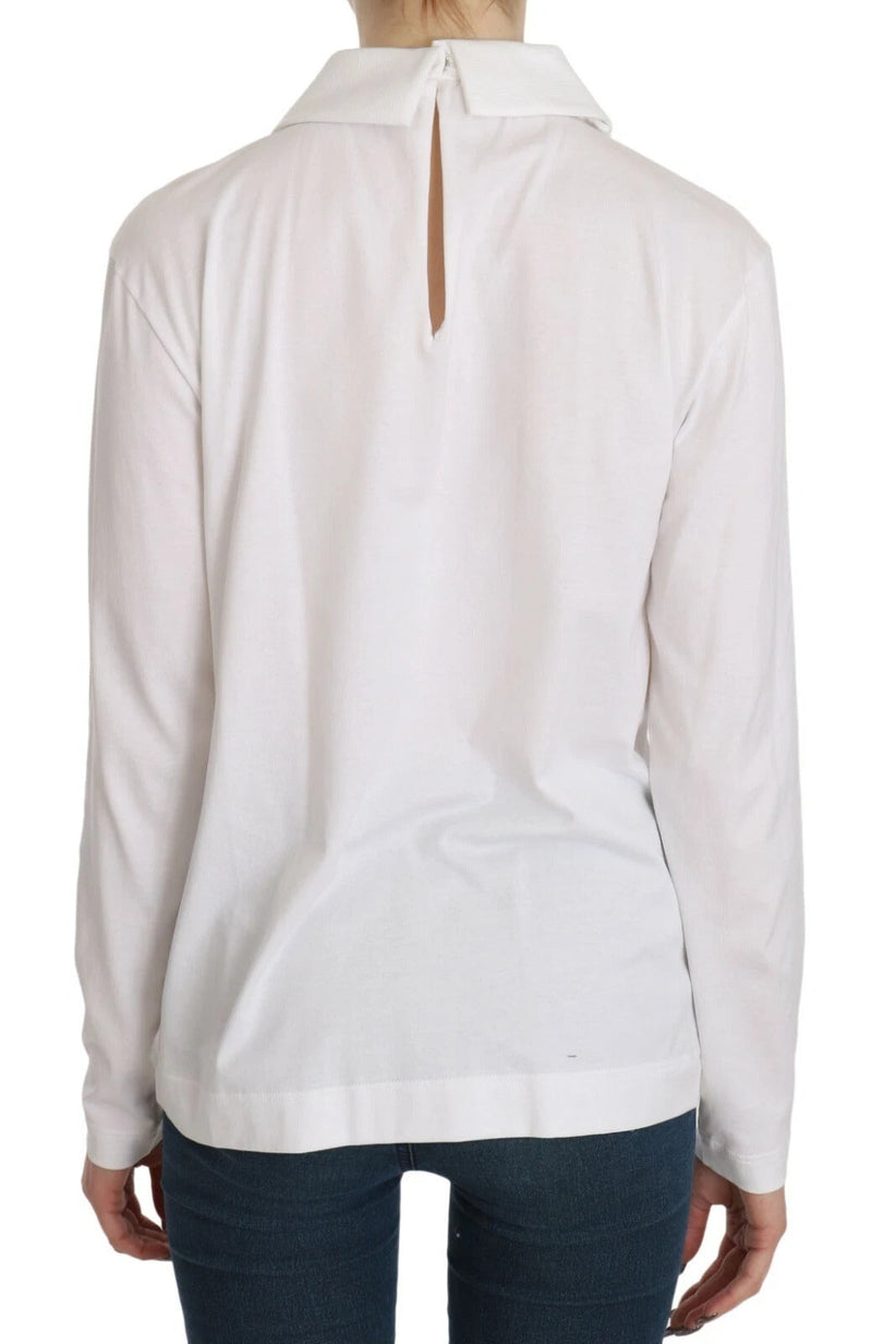 White Cotton Longsleeve Collared Blouse Dolce & Gabbana