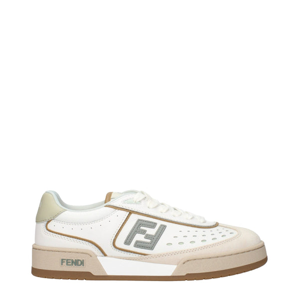 White Leather Low Tops Fendi