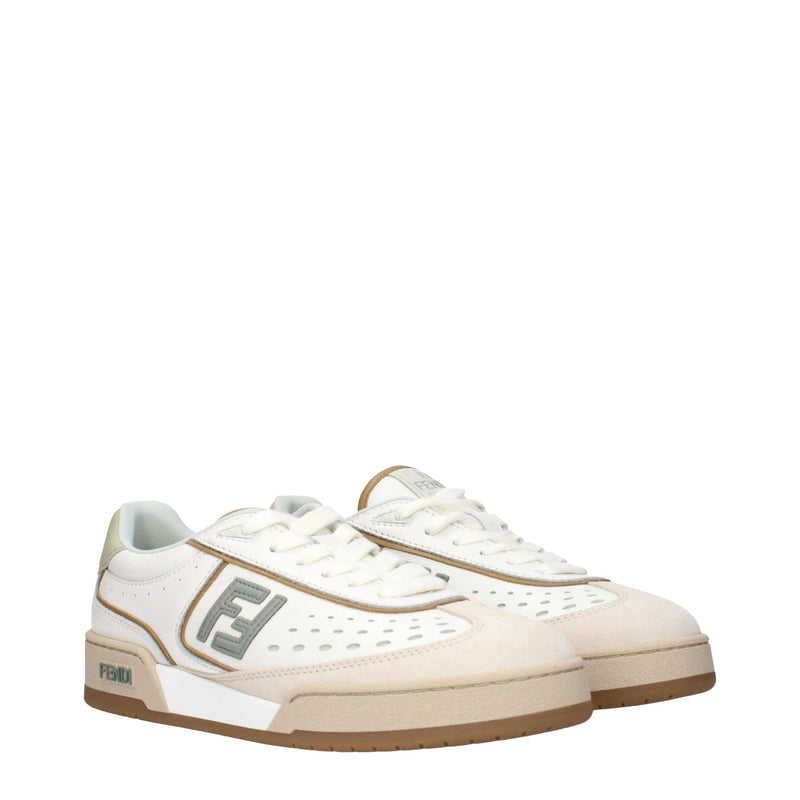 White Leather Low Tops Fendi