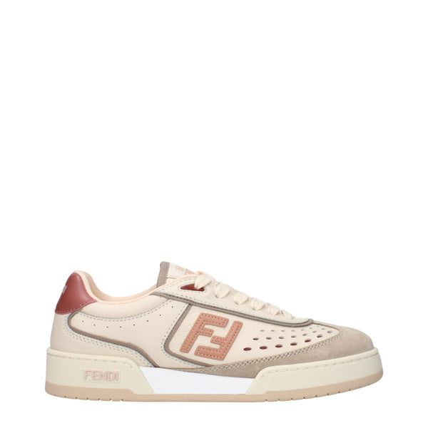 Beige Leather Low Tops Fendi