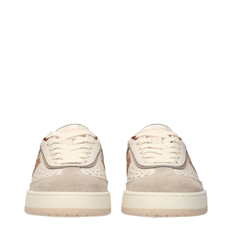 Beige Leather Low Tops Fendi