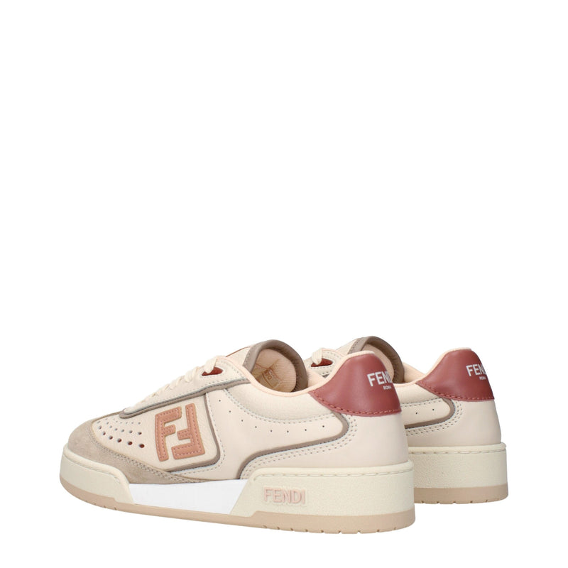 Beige Leather Low Tops Fendi