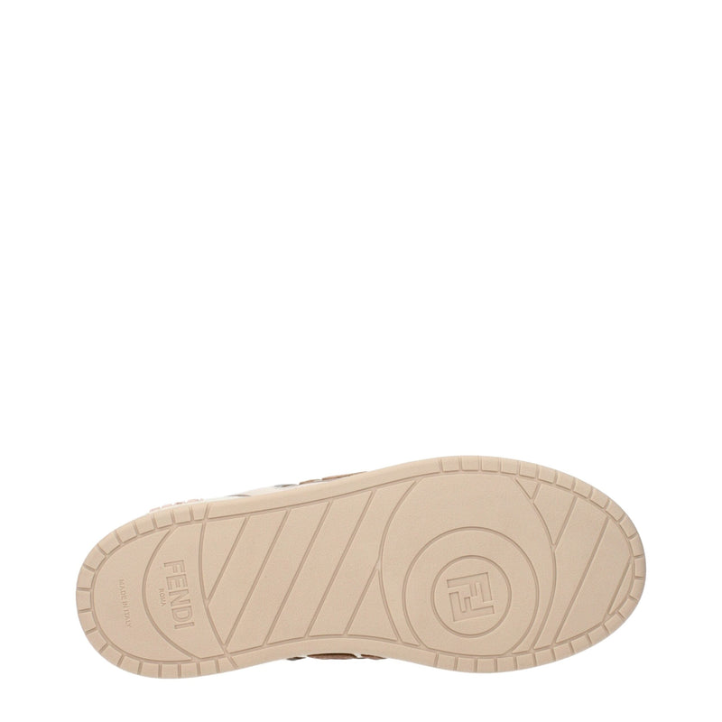 Beige Leather Low Tops Fendi