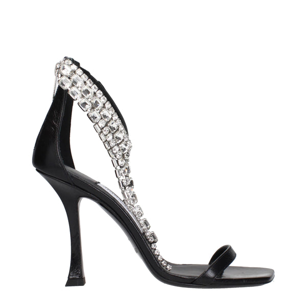 Black Leather Stiletto Heels Sandals Jimmy Choo