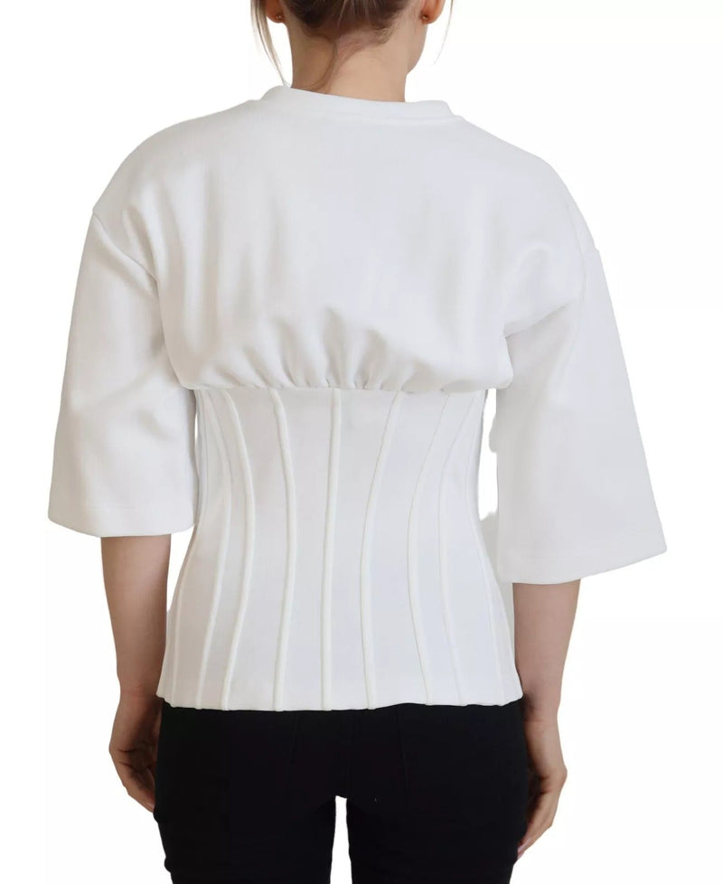 White Cotton Corset Stretch Top  T-shirt Dolce & Gabbana