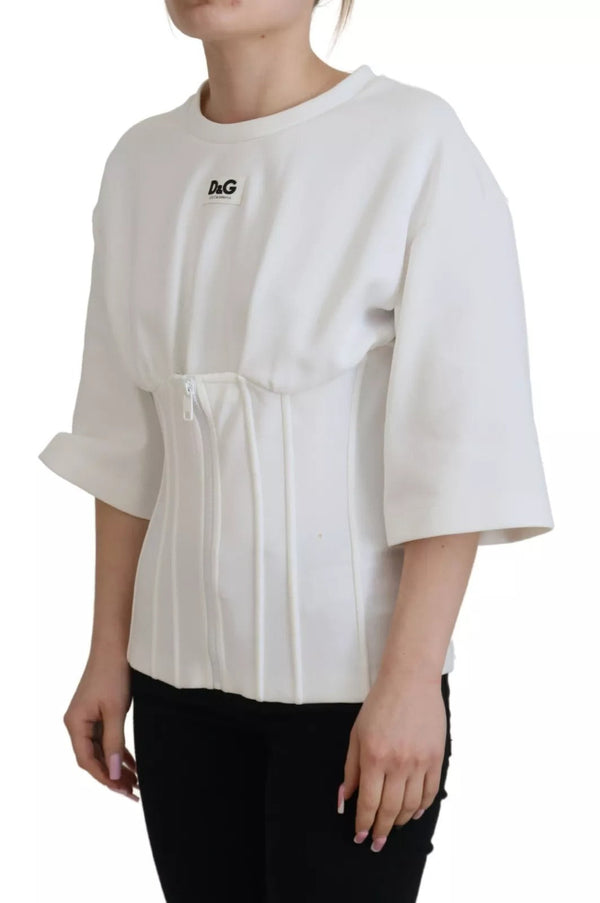 White Cotton Corset Stretch Top  T-shirt Dolce & Gabbana