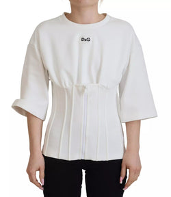 White Cotton Corset Stretch Top  T-shirt Dolce & Gabbana