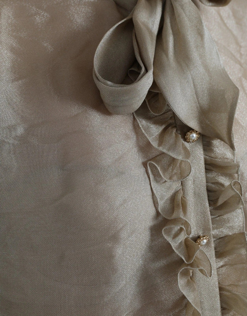 Gold Ascot Collar Ruffles Blouse Top Dolce & Gabbana