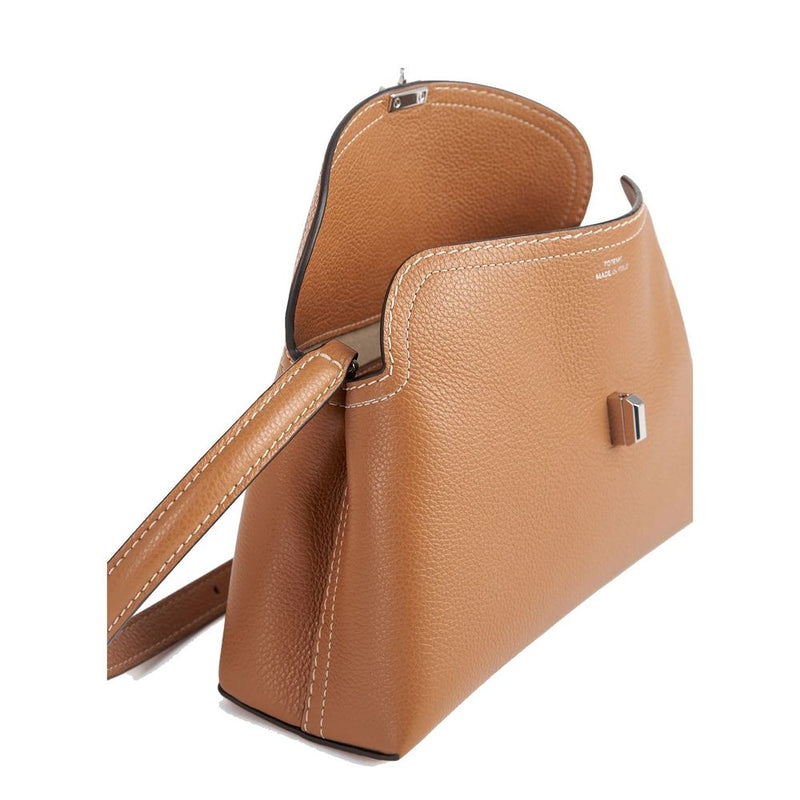 T-Lock grained-leather clutch Bag TOTEME