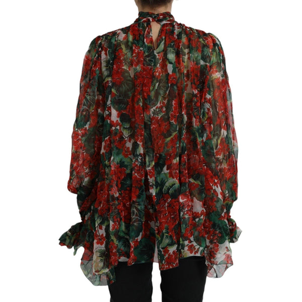 Multicolor Floral Silk Collar Blouse Dolce & Gabbana
