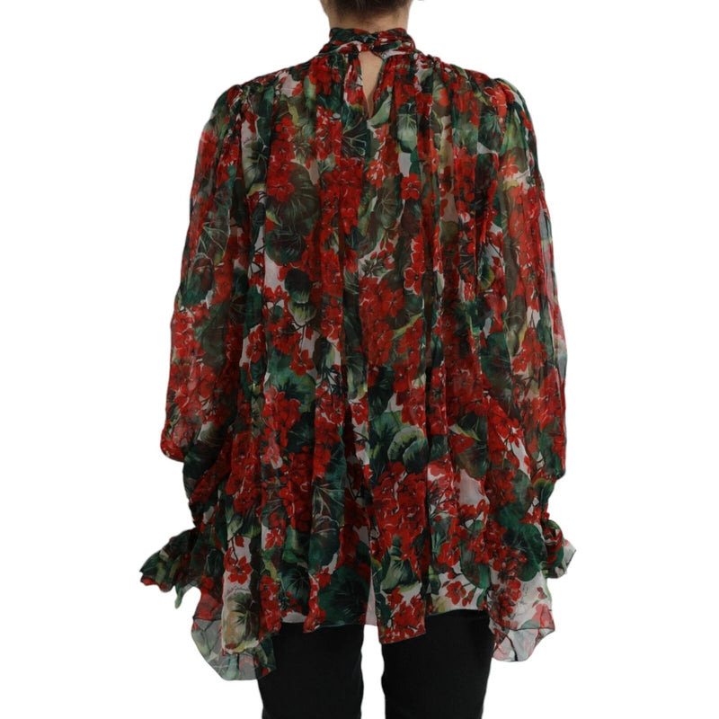 Multicolor Floral Silk Collar Blouse Dolce & Gabbana