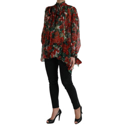 Multicolor Floral Silk Collar Blouse Dolce & Gabbana