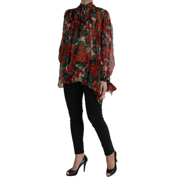 Multicolor Floral Silk Collar Blouse Dolce & Gabbana