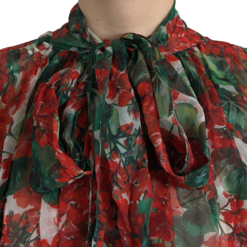 Multicolor Floral Silk Collar Blouse Dolce & Gabbana