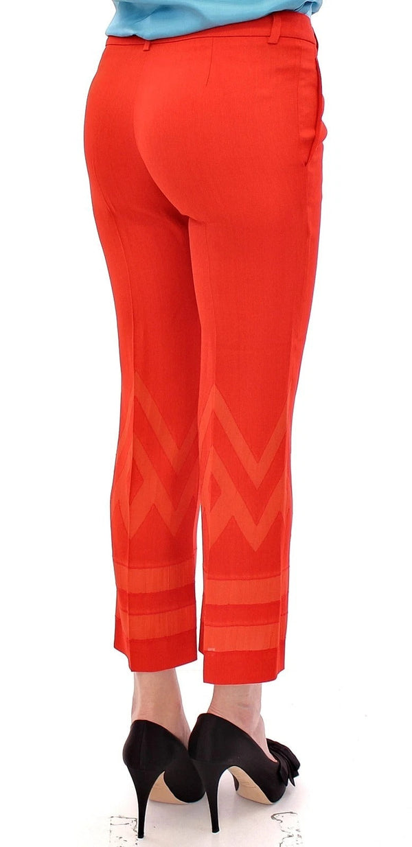 Red Pants Cropped 3/4 Short Nude Capri Pants Versace Collection