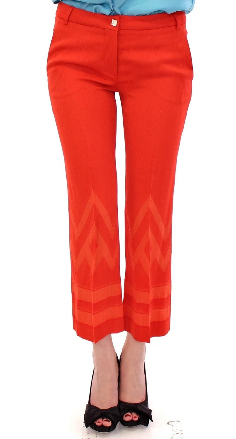 Red Pants Cropped 3/4 Short Nude Capri Pants Versace Collection