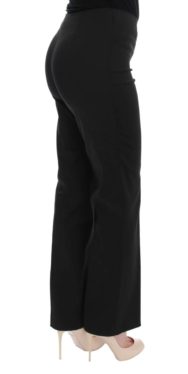 Black Stretch Straight Fit Dress Trousers Pants BENCIVENGA