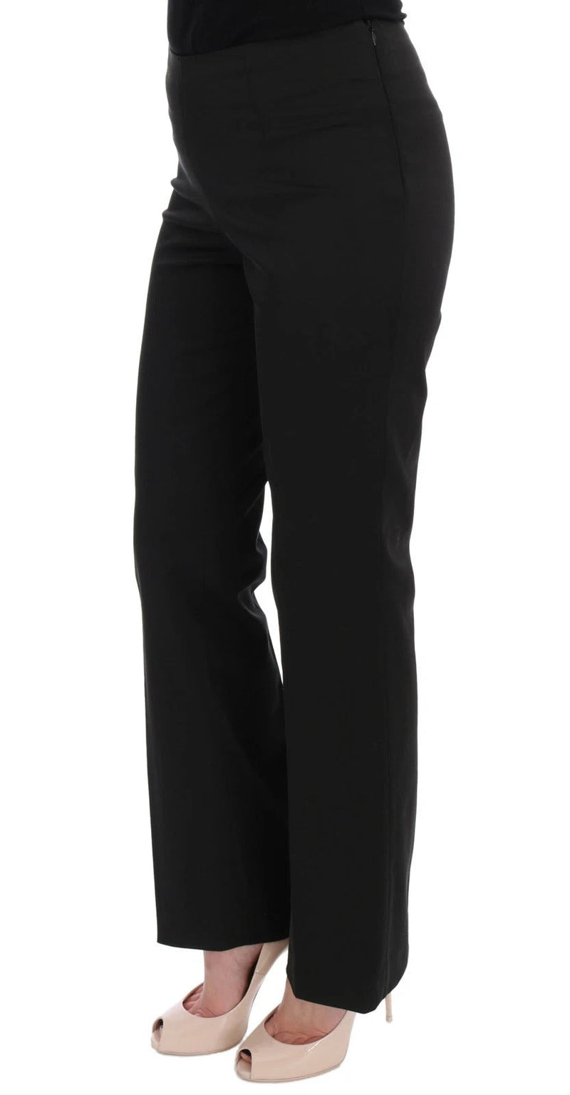 Black Stretch Straight Fit Dress Trousers Pants BENCIVENGA
