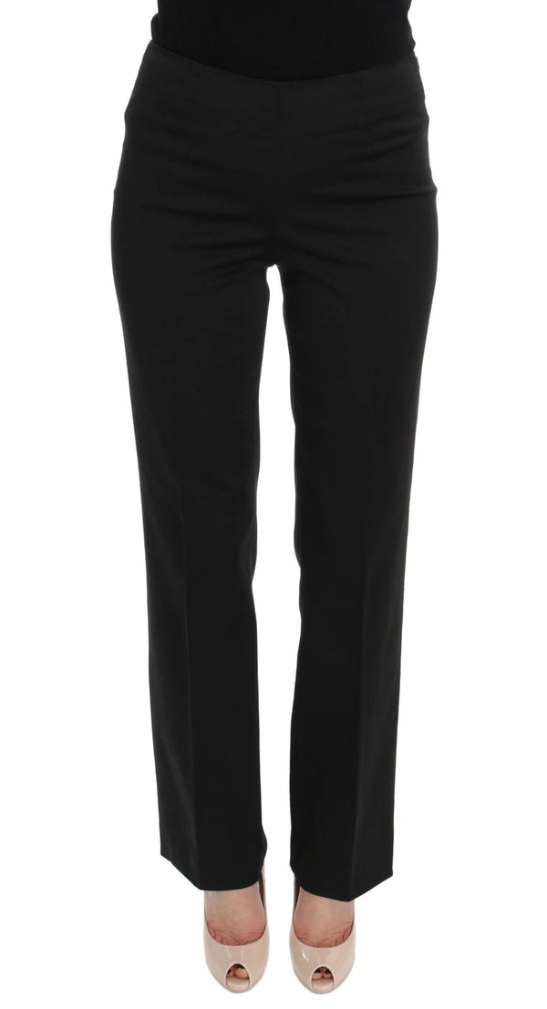 Black Stretch Straight Fit Dress Trousers Pants BENCIVENGA