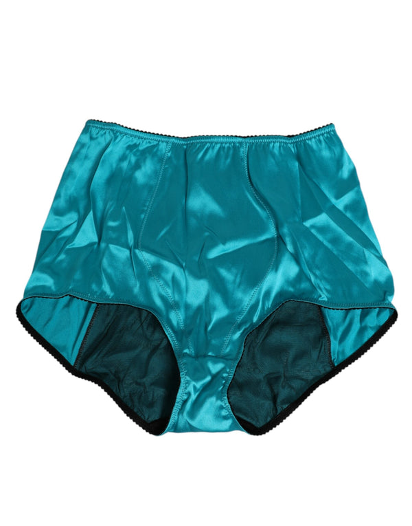 Aqua Green Satin High-Waist Briefs Underwear Dolce & Gabbana