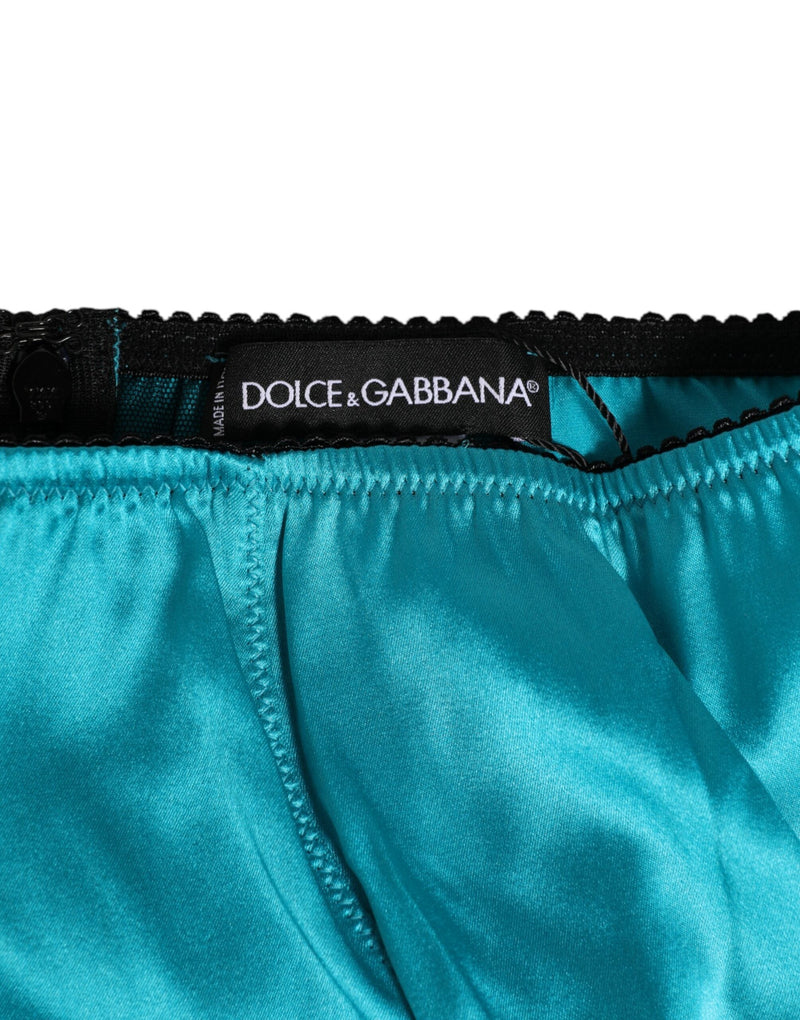Aqua Green Satin High-Waist Briefs Underwear Dolce & Gabbana