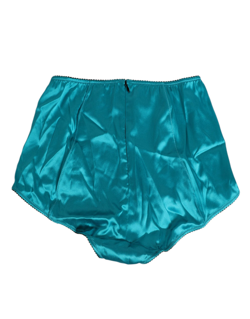 Aqua Green Satin High-Waist Briefs Underwear Dolce & Gabbana