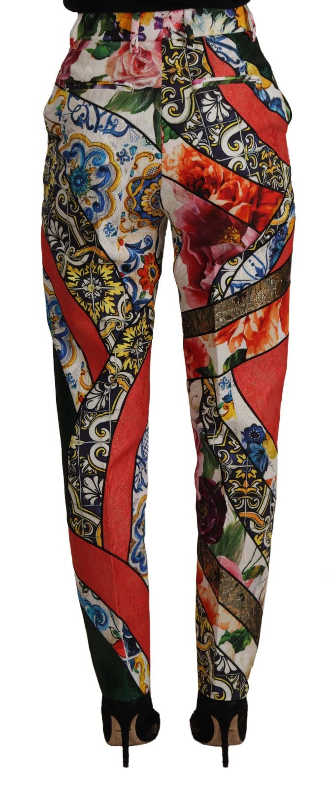 Multicolor Patchwork Jacquard High Waist Pants Dolce & Gabbana