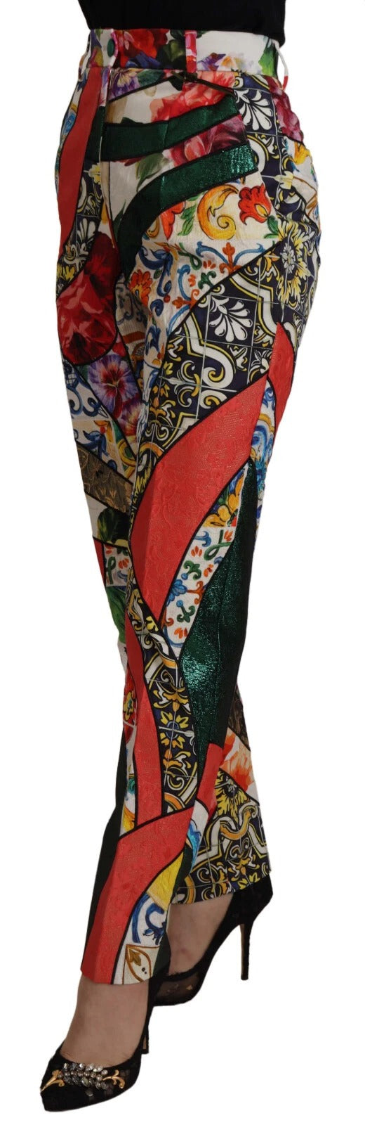 Multicolor Patchwork Jacquard High Waist Pants Dolce & Gabbana