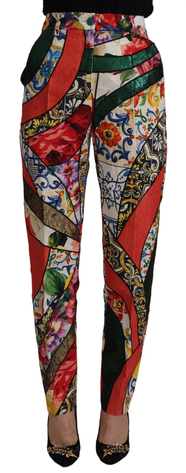 Multicolor Patchwork Jacquard High Waist Pants Dolce & Gabbana